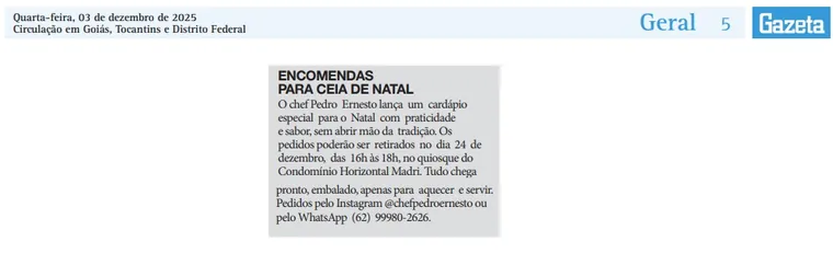Matéria Gazeta sobre o Chef Pedro Ernesto