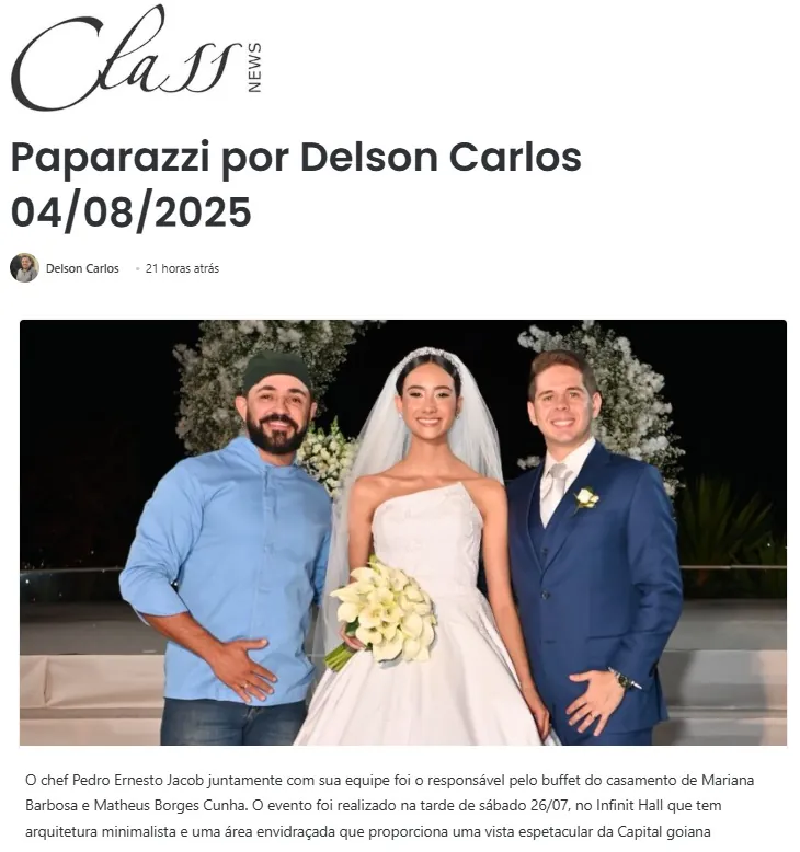 Matéria Class News sobre o Chef Pedro Ernesto