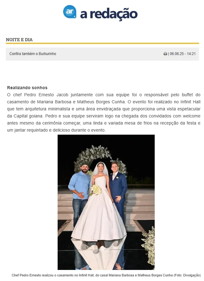 Matéria A Redação sobre o Chef Pedro Ernesto