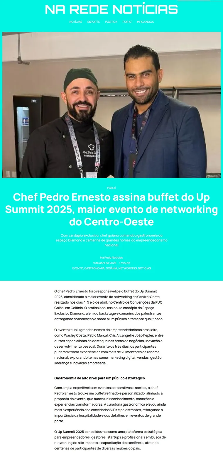 Matéria Na Rede Notícias sobre o Chef Pedro Ernesto