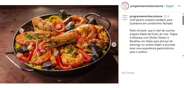 Matéria Revista Costume sobre o Chef Pedro Ernesto
