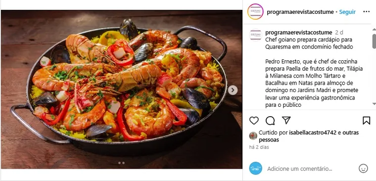Matéria Revista Costume sobre o Chef Pedro Ernesto