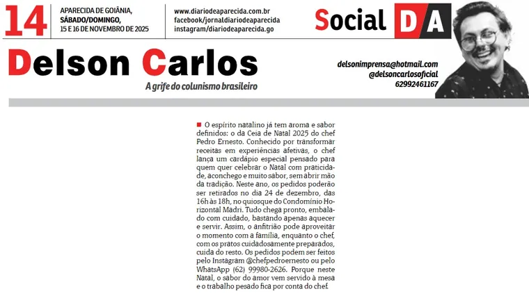 Matéria Diário de Aparecida sobre o Chef Pedro Ernesto